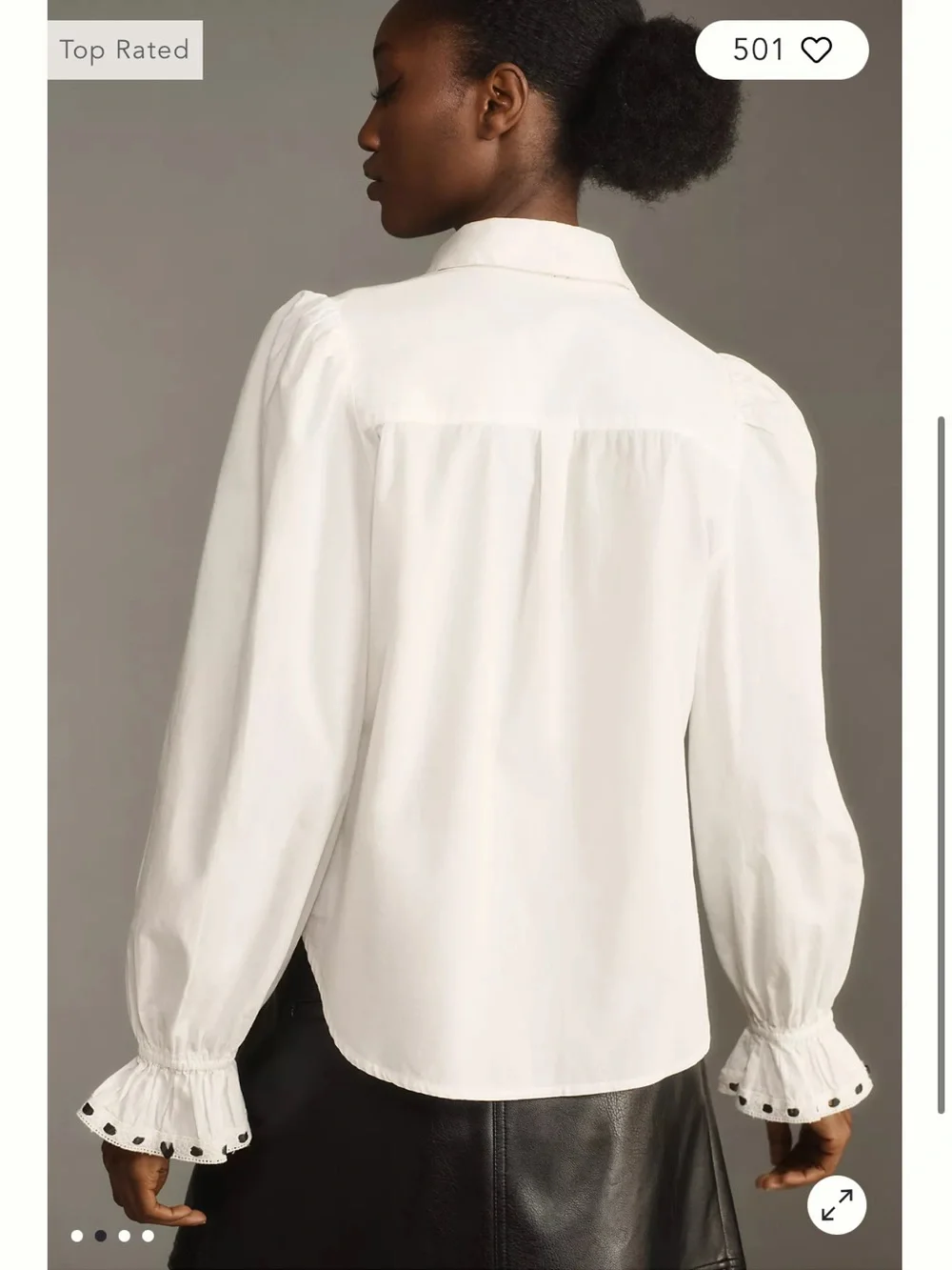 Anthropologie Puff-Sleeve Ruffled Cotton Blouse Size XS NWT!